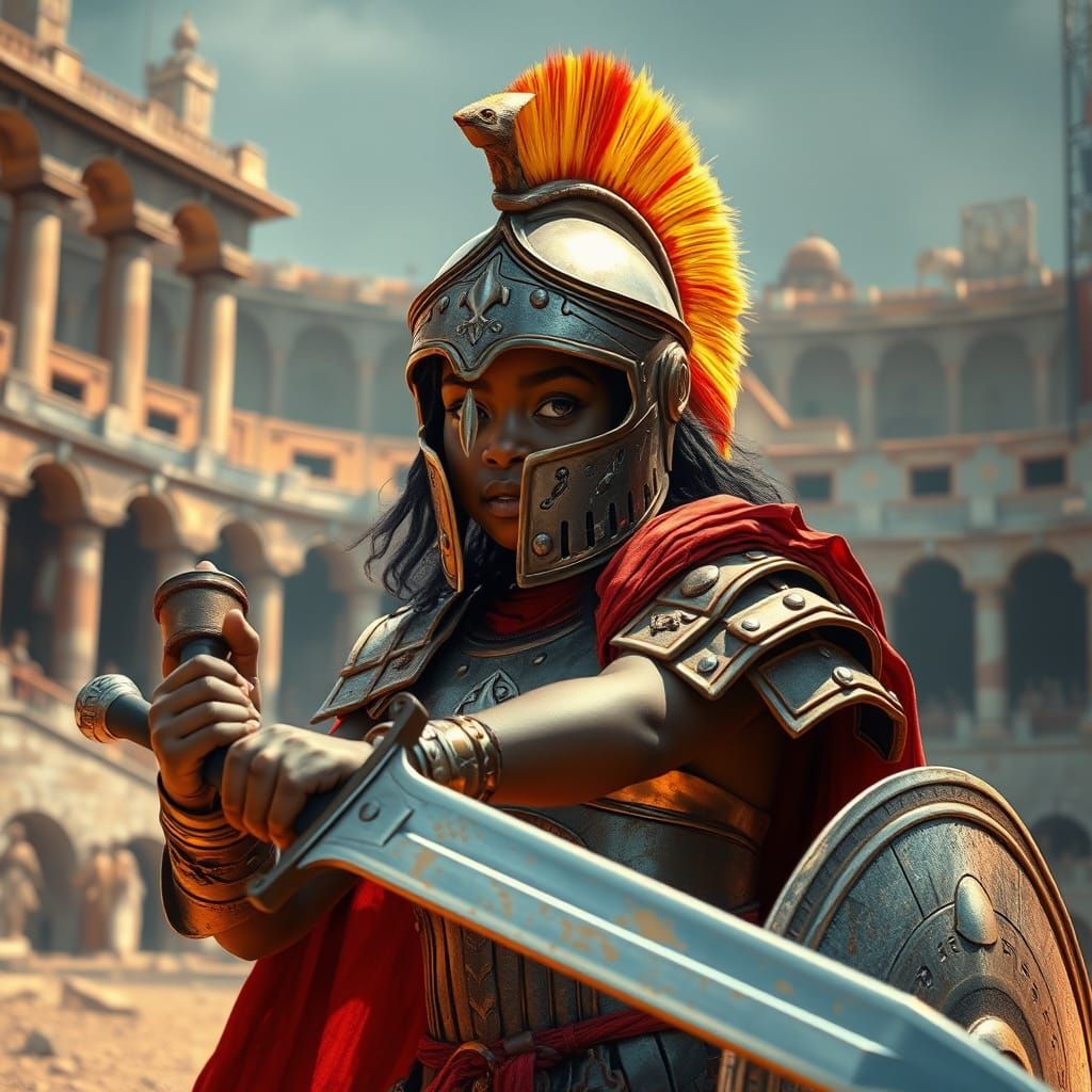 Surreal Fusion of African Warrior and Ancient Gladiator