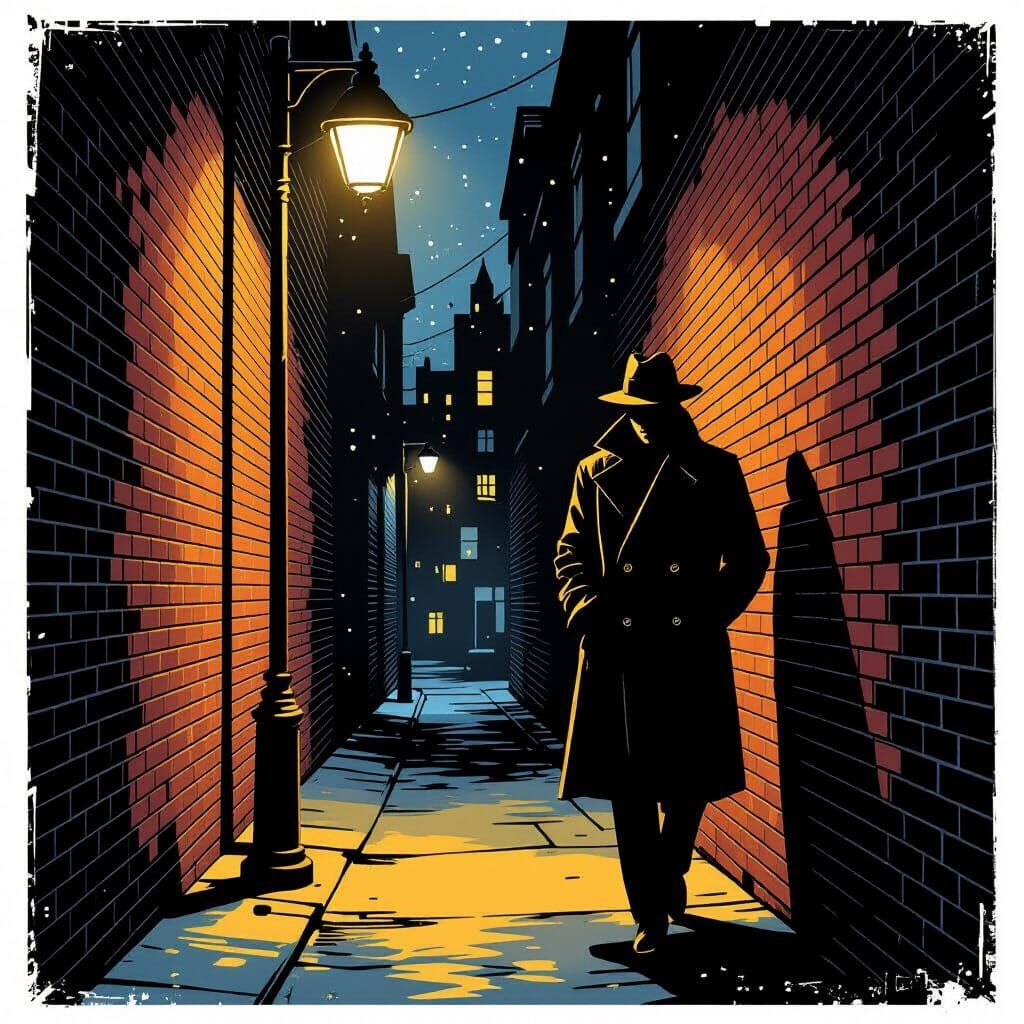 Pop Art Spy in Dimly Lit Alley