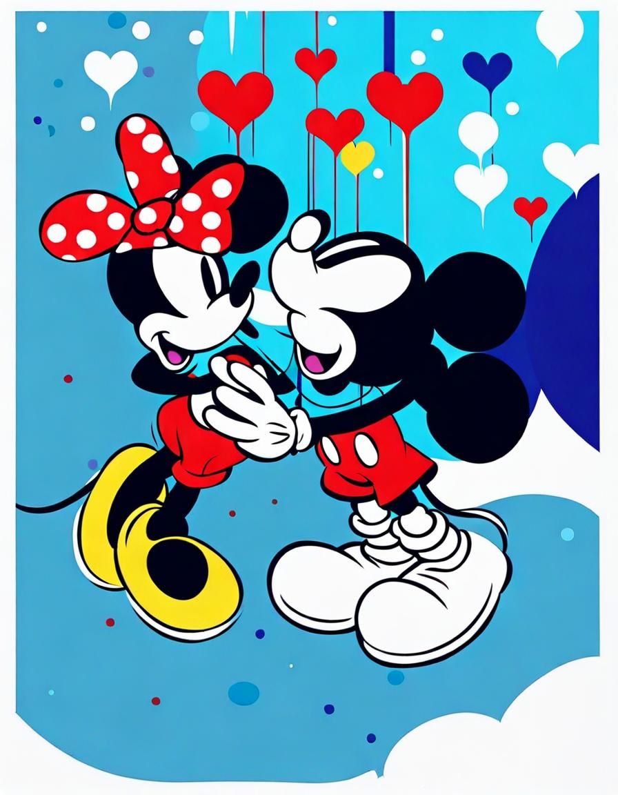 the little  Minnie kissing Mickey