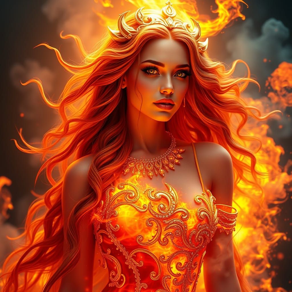 Majestic Fire Goddess Radiates Warmth and Splendor