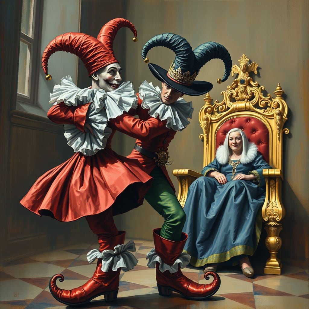 Majestic Court Jester in Vibrant Dance