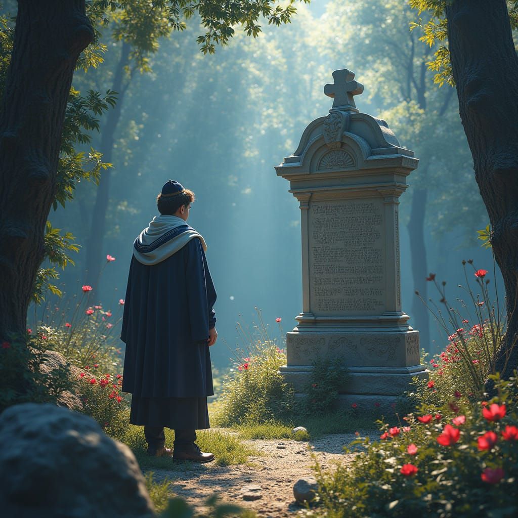 Torah-observant Man Pays Respects at Mother's Grave in Dream...