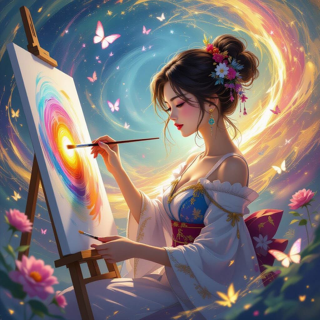 Anime Artist Bringing Painting to Life with Cosmic Hues