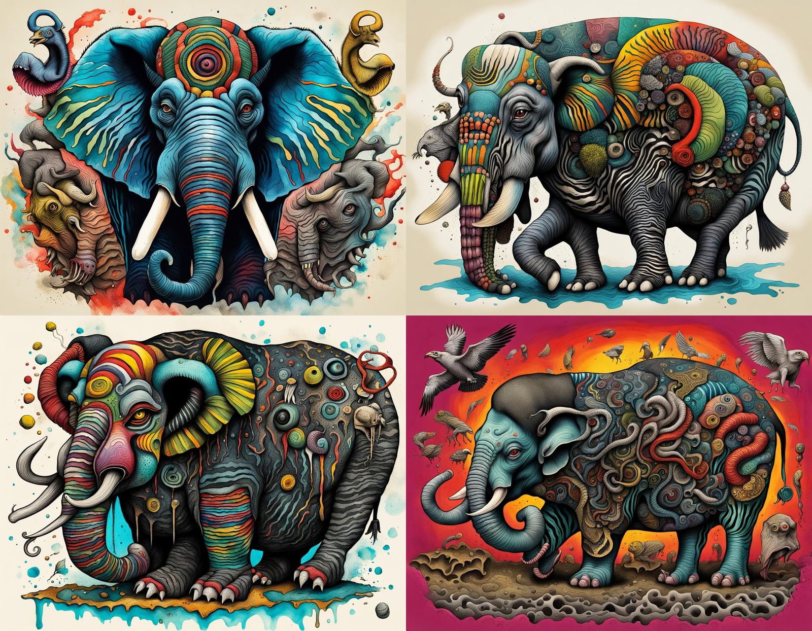 Surreal Ink Render of a Bizarre Hybrid Creature