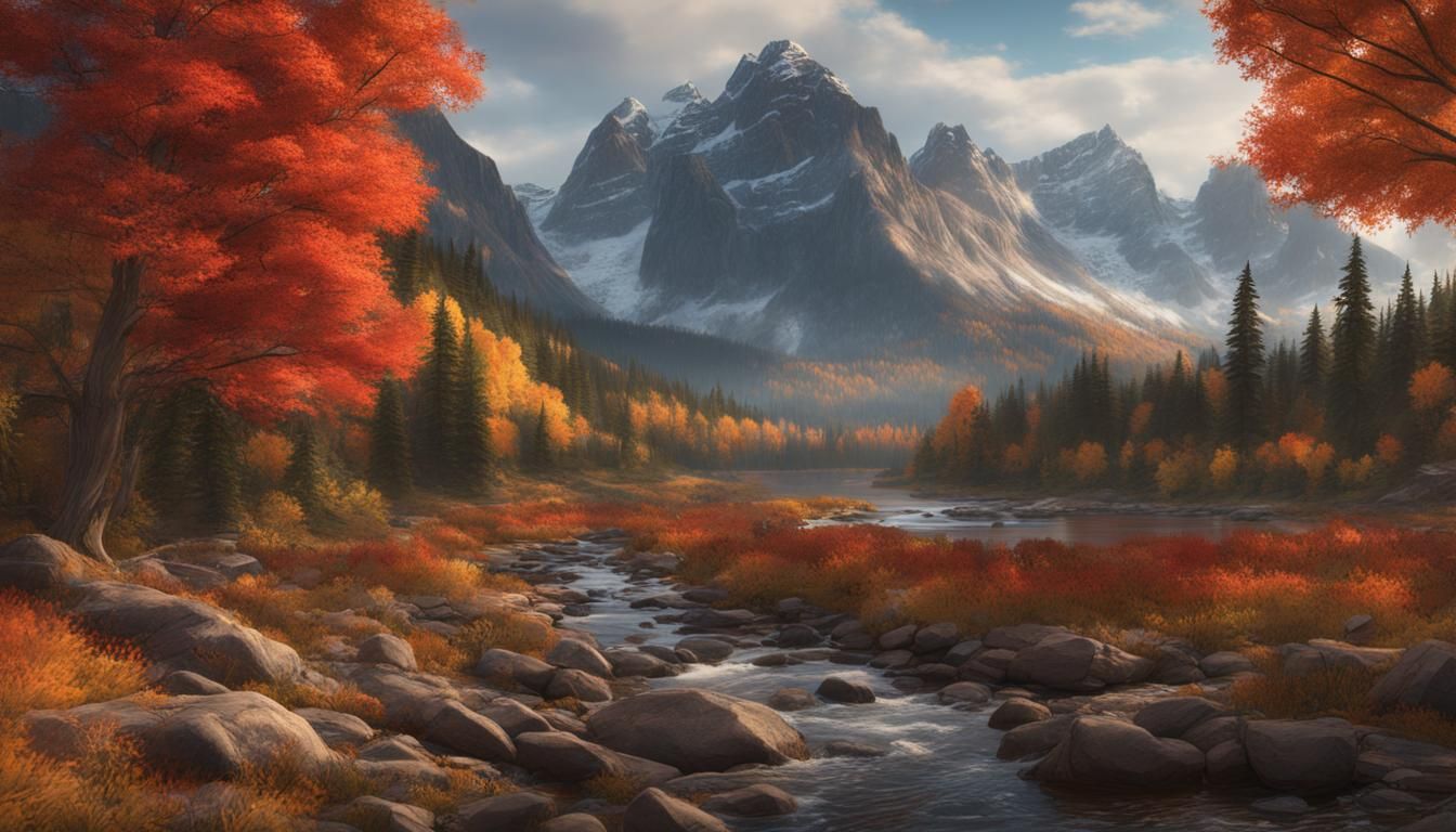 Canadian Autumn Landscape in Johnston Style