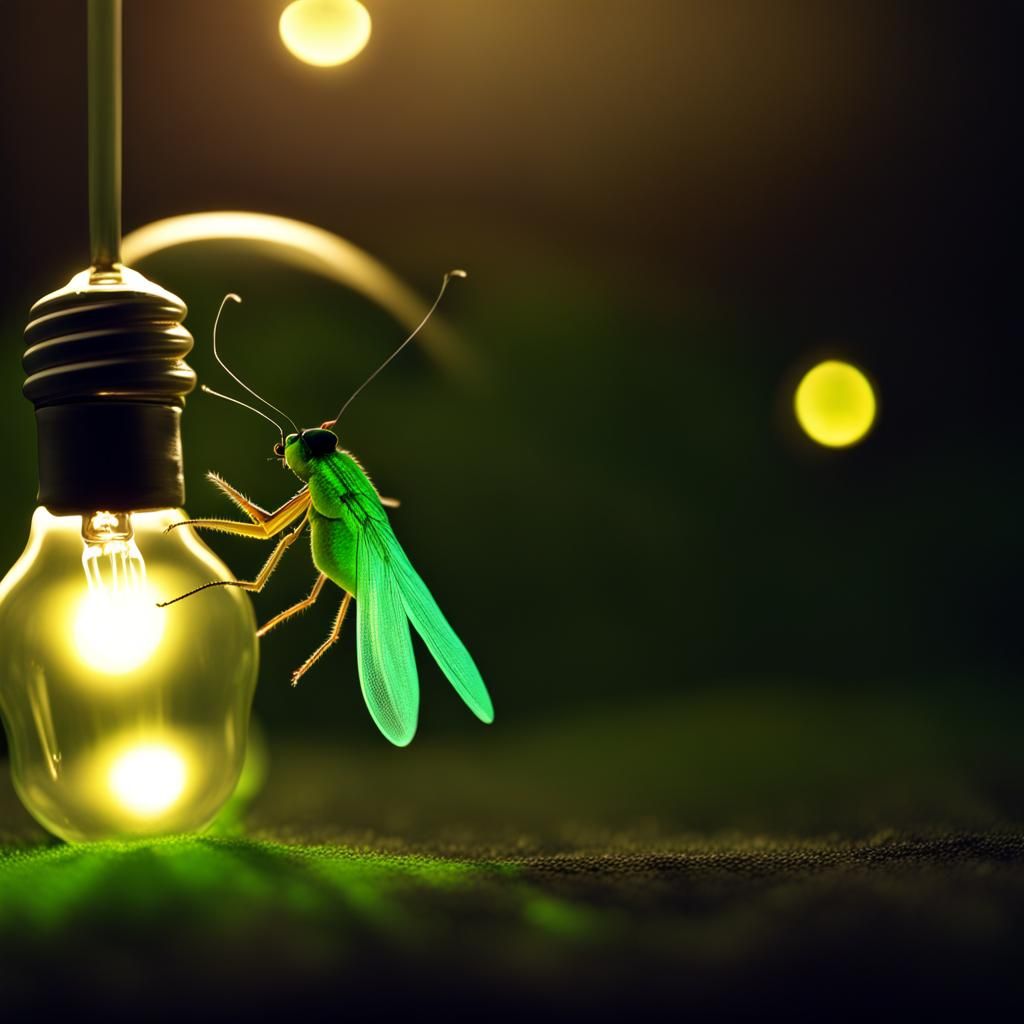 Firefly in Light Bulb Macro Photograph