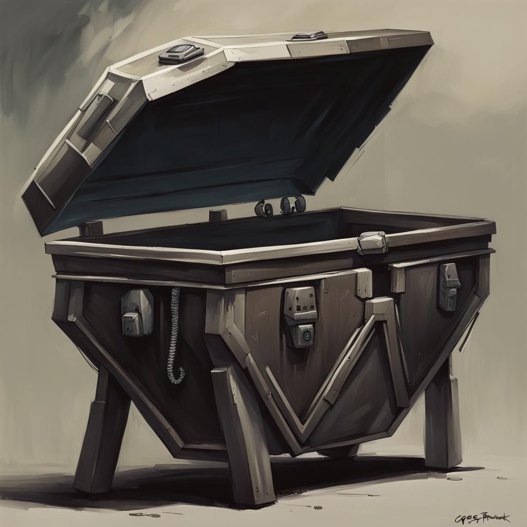 Sinister Robotic Coffin in Dark Fantasy Style