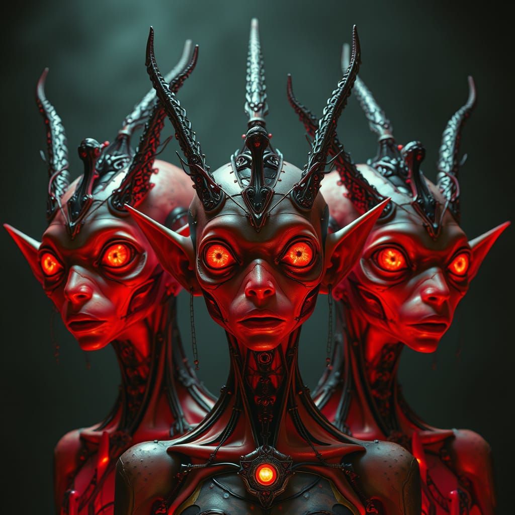 Cyberpunk Japanese Elves in Biomechanical Dreamscape