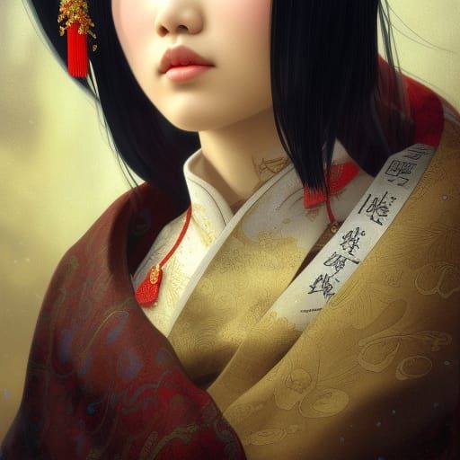 Chinese Woman Portrait in Traditional Dress