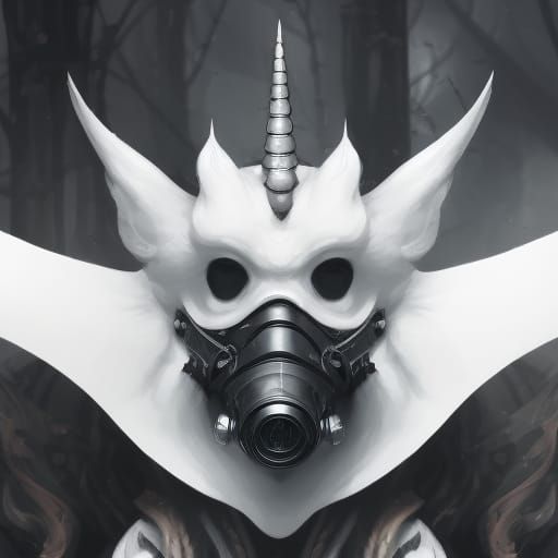 Unicorn Logo with Gas Mask in Digital Art