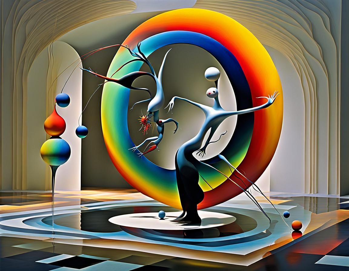 Woman Falling Through Dimensional Portal Sculpture