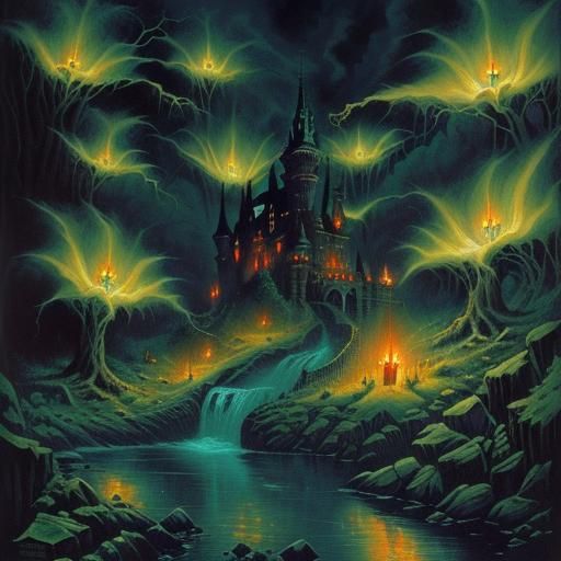 Dracula's Castle: A Horror Landscape Painting