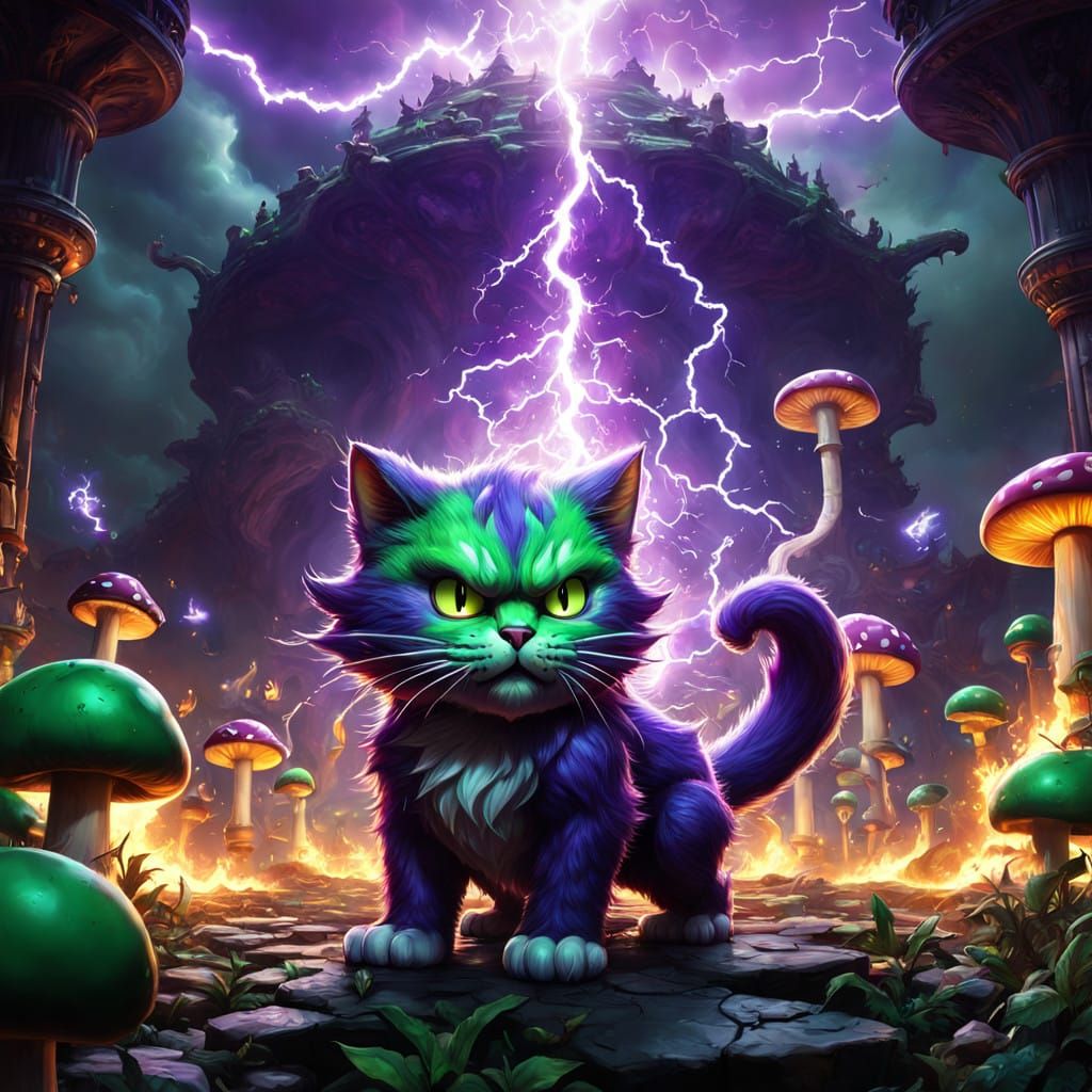 Epic Dark Fantasy Cat Unleashes Chaos on Mario Kingdom