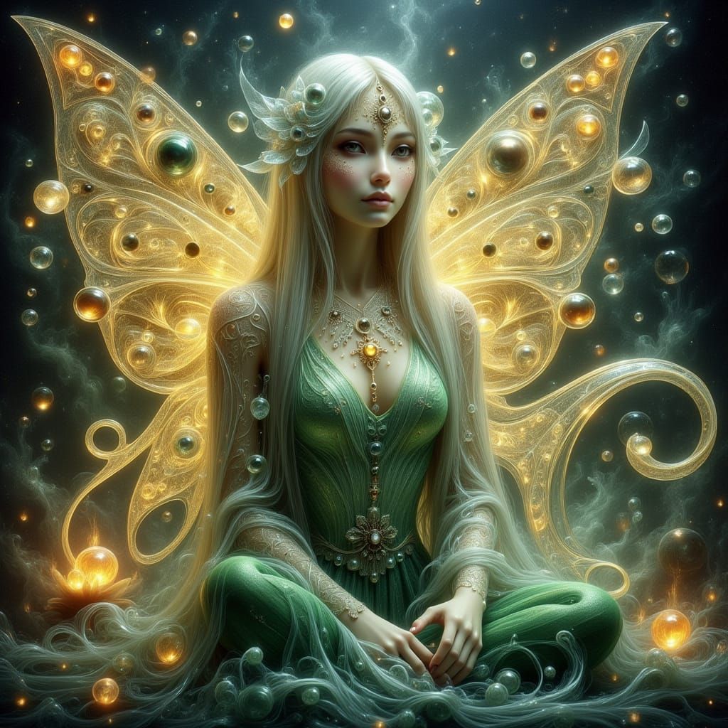 Benign Tuatha Dé Danann Fairy in Serene Watercolor Style