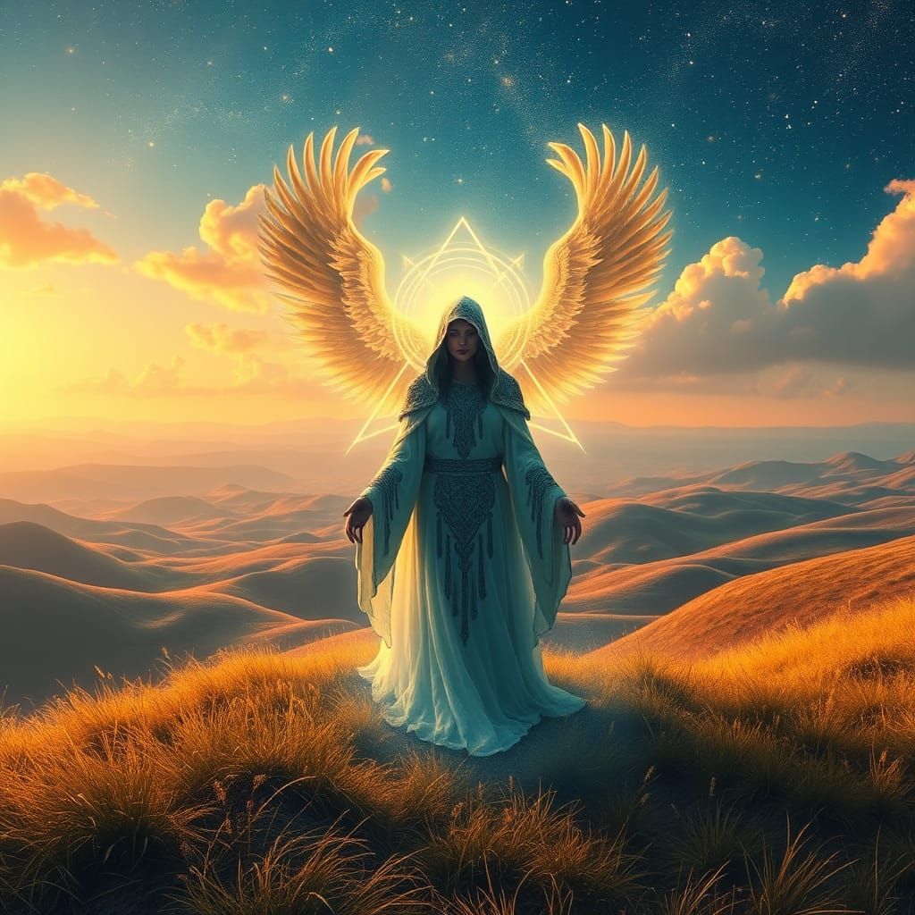 Ethereal Buffalo Being in Surreal Martian Landscape