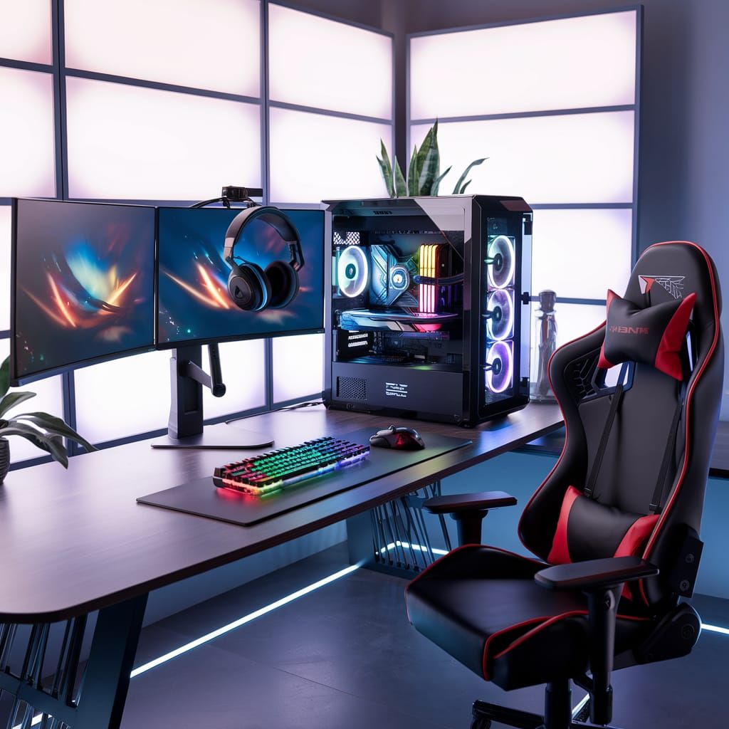 Sleek Futuristic Room with Modern Custom PC Setup