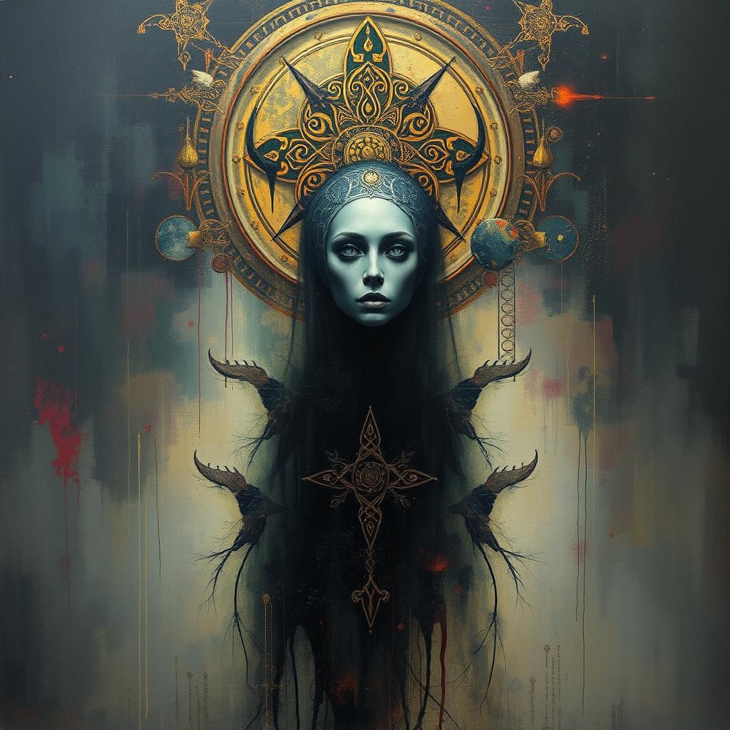 Eerie Ghost Portrait in Impasto Surrealist Style