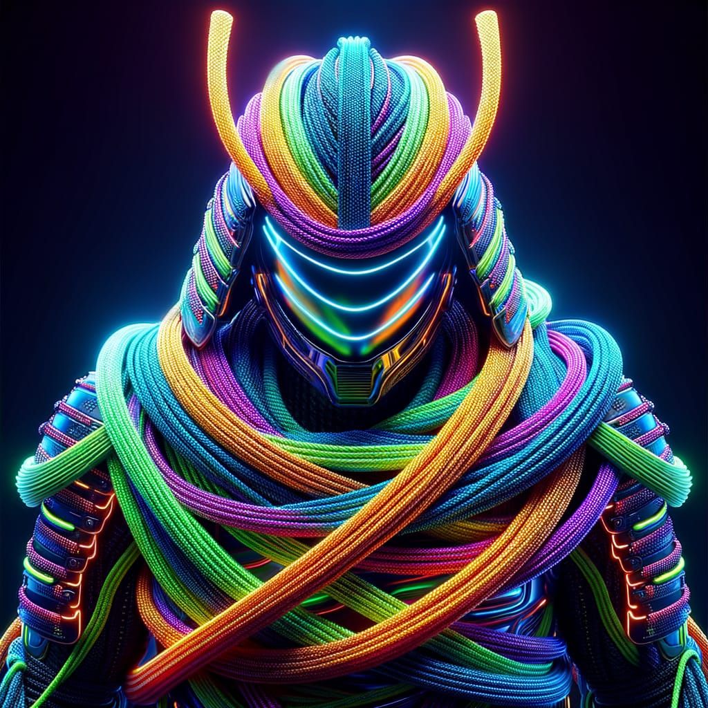Neon Samurai: A Cyberpunk Armor of Light