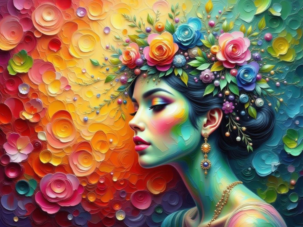 The woman with flowers in her hair