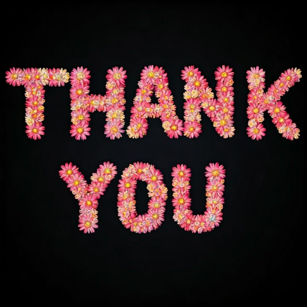 Glowing Floral Hearts Spell Thank You