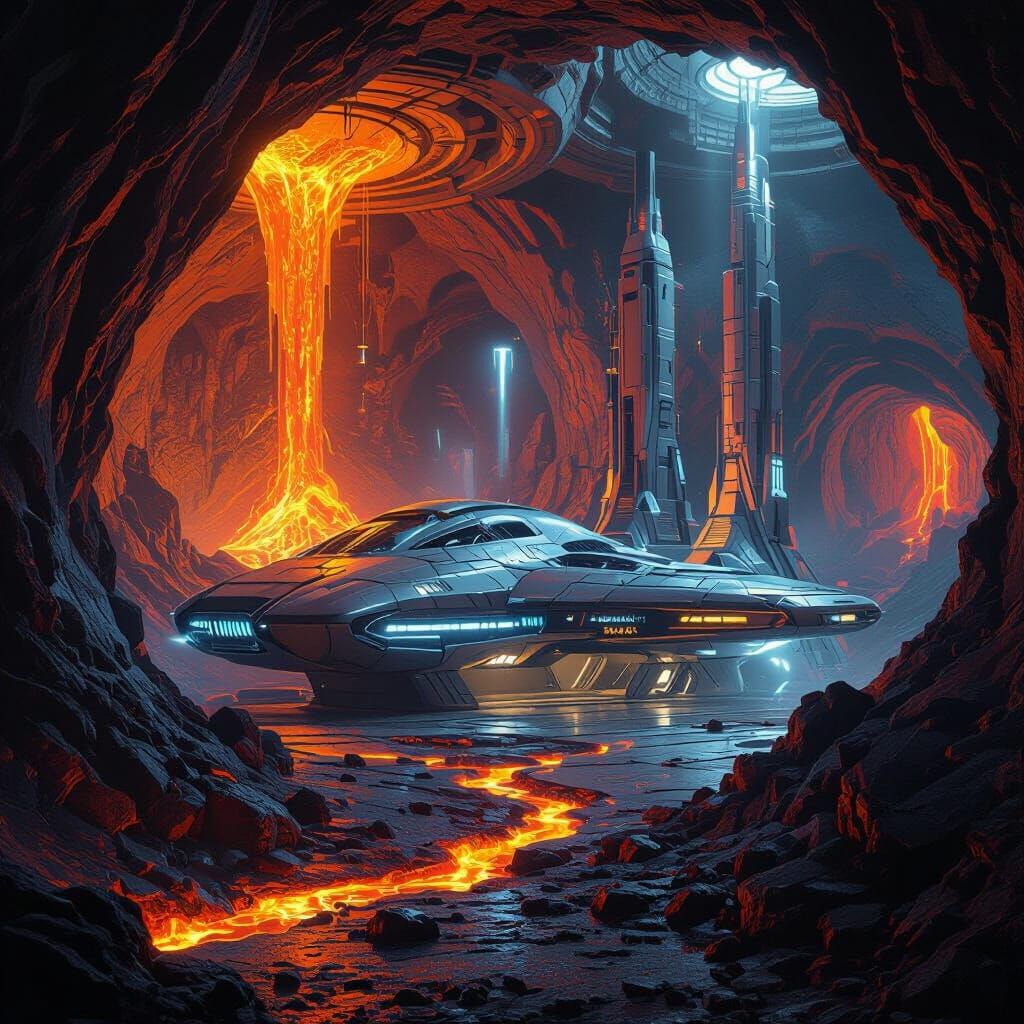 Futuristic Lava Base in Science Fiction Style