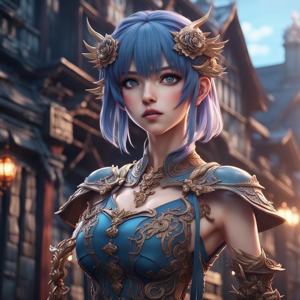 Anime Girl Detailed Matte Painting in Fantasy Style