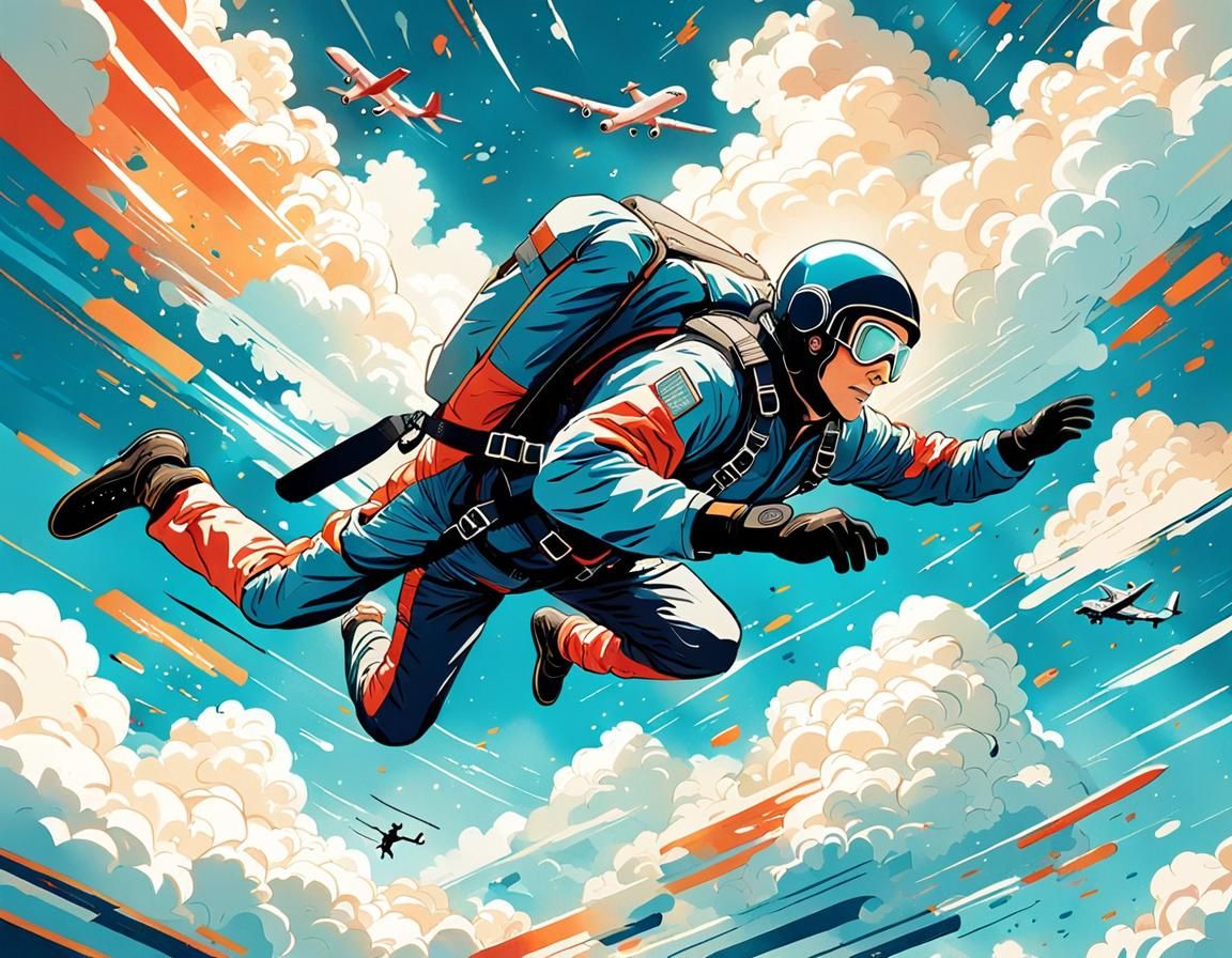 SKYDIVING Moment of jumping