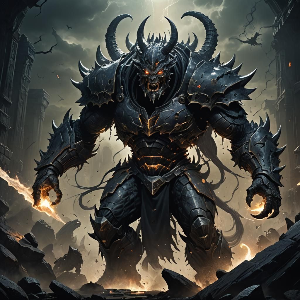 Menacing Destroyer Emitting Dark Energy in Mystical Realm