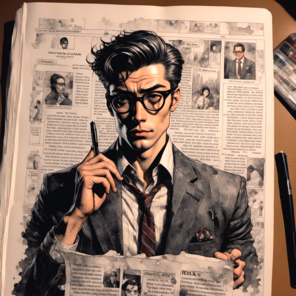 Clark Kent, Reporter, in Watercolor Comic Style