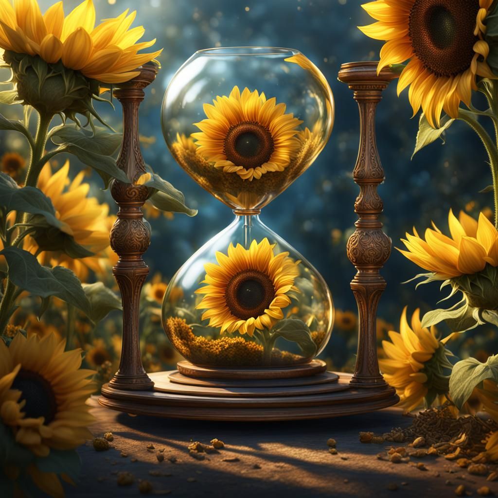 Sunflower in Hourglass: Detailed Fantasy Concept Art