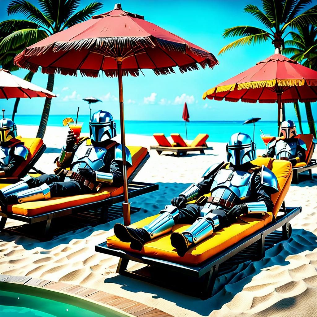 Mandalorians Relaxing at Tropical Beach Resort