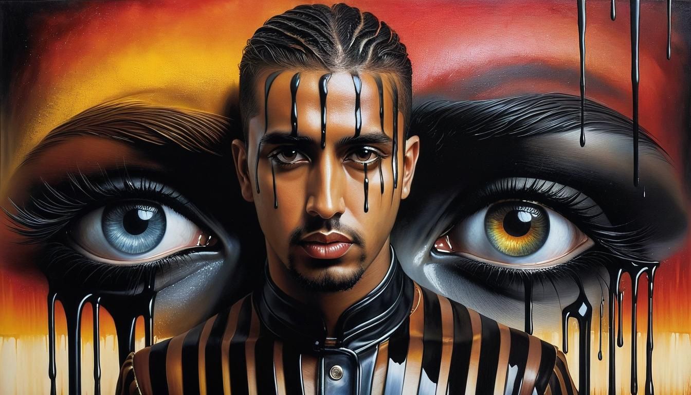 Surreal Melting Man Portrait in Mixed Media