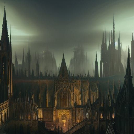Cathedral on Tank Tracks: Gothic Sci-Fi Art
