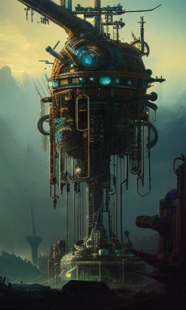 Alien Nuclear Spaceship Schematic: Detailed Scientific Illus...