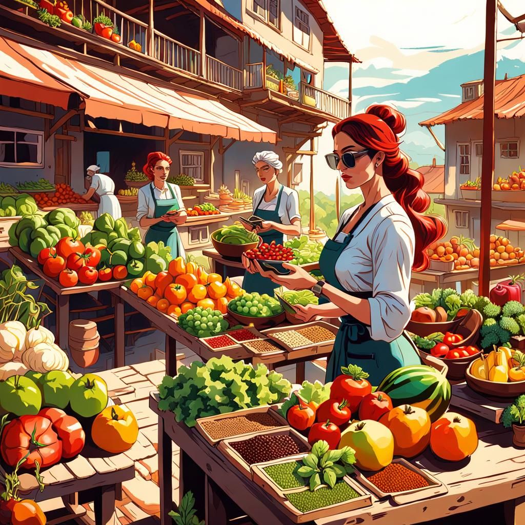 Terrace Farm with Exotic Produce in Comic Art Style