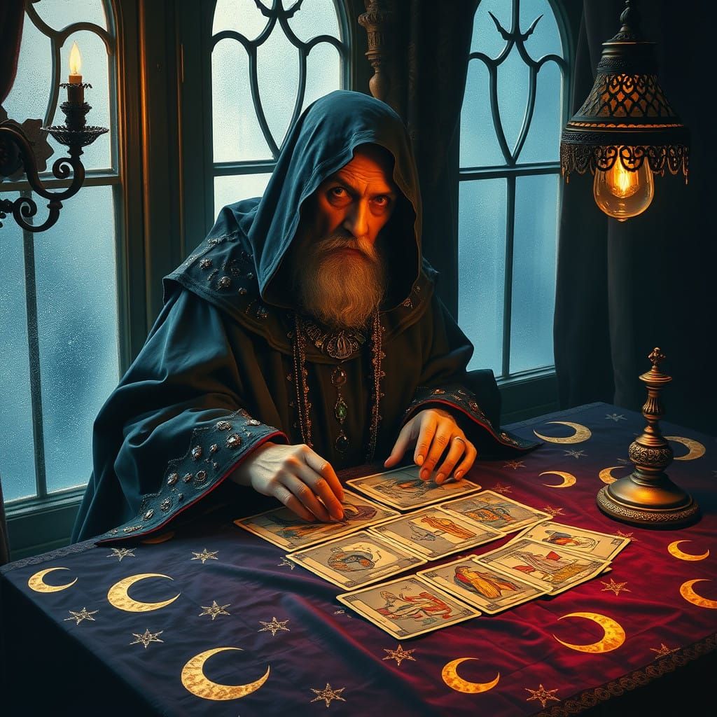 Mystical Fortune Teller Unveils Tarot Secrets Amidst Enchant...