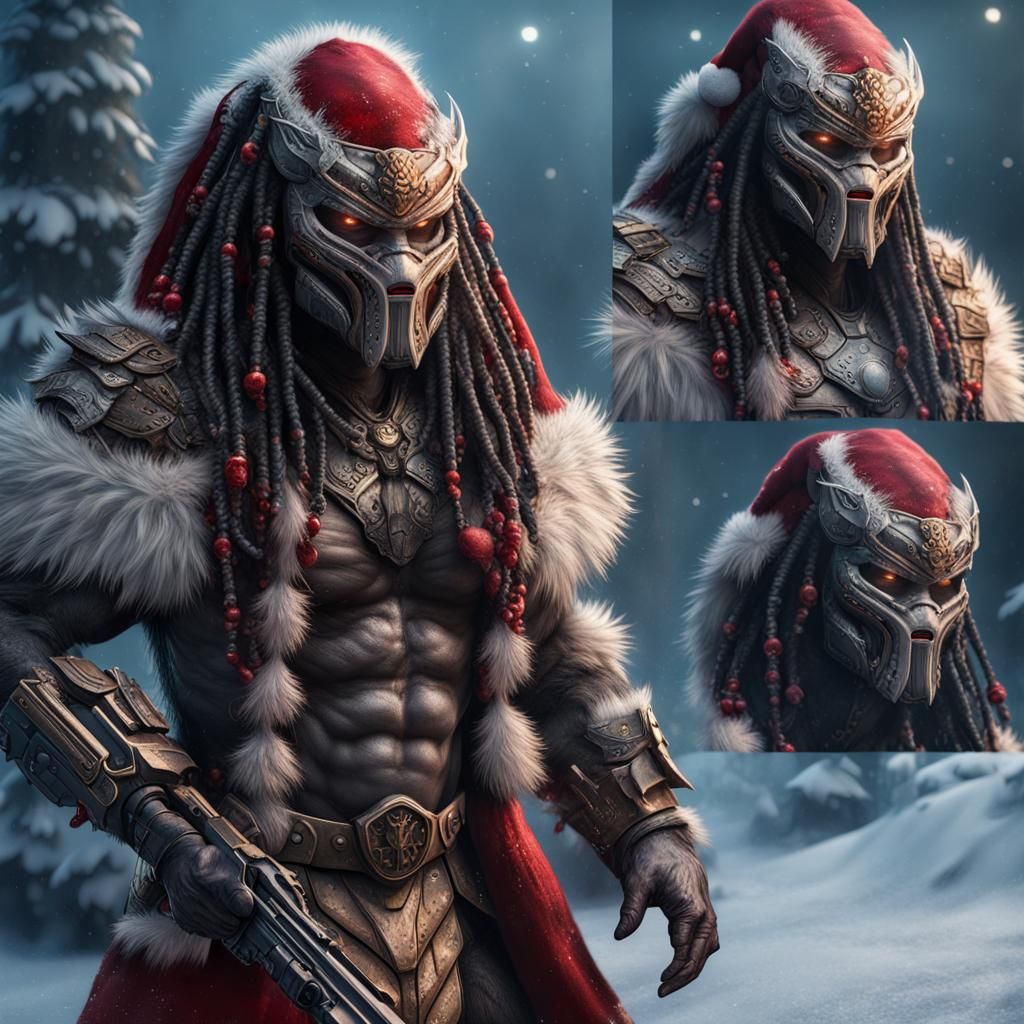 Predator Santa Claus in Detailed Matte Painting