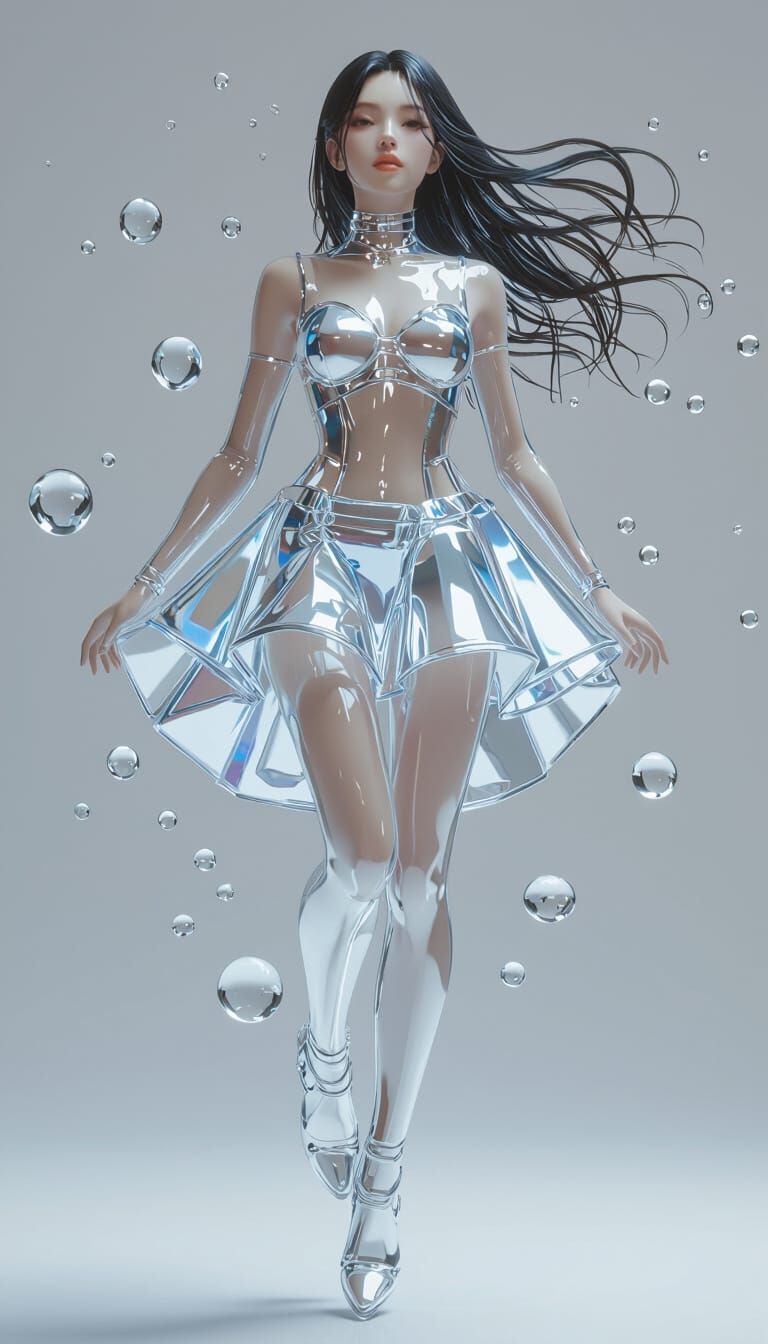 Glass Girl in Surreal Abstract Style