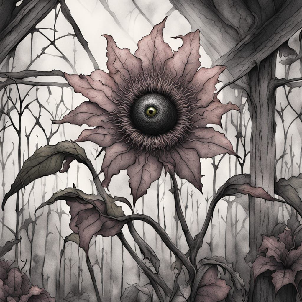 Live flowers with grotesque faces, gardens of forgotten dreams and nightmares.