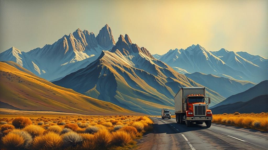 Surrealist Truck Scene on the Great Divide