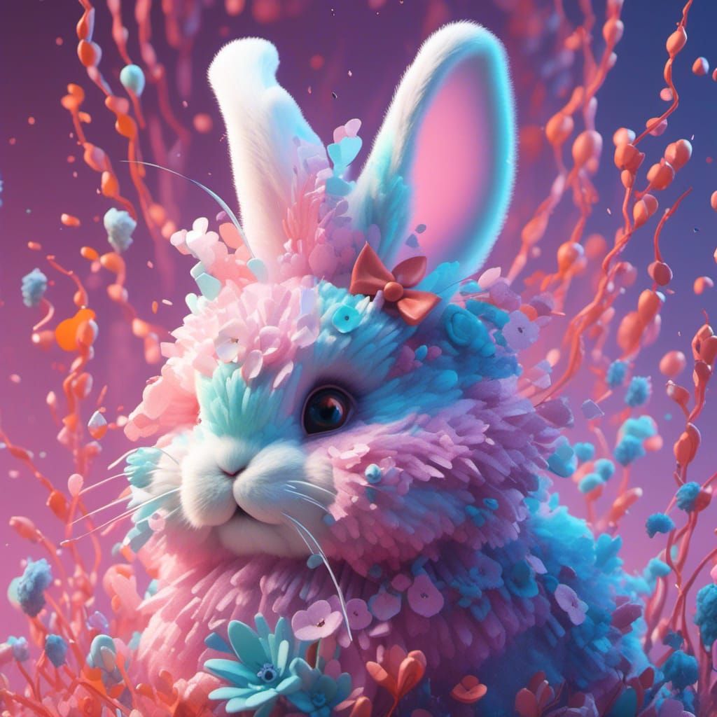 Fluffy Pastel Bunny in Detailed Matte Painting
