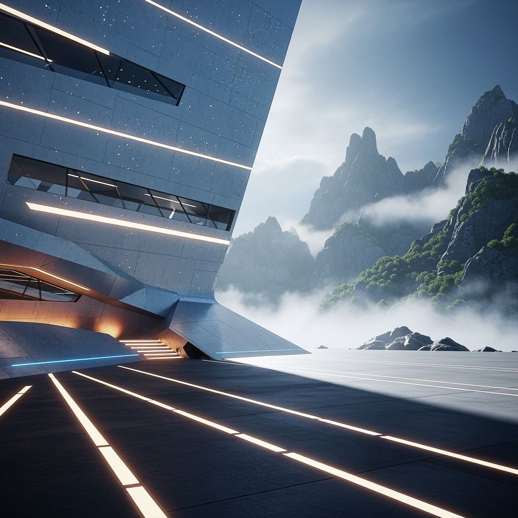 Monolithic Metallic Structure in Futuristic Landscape