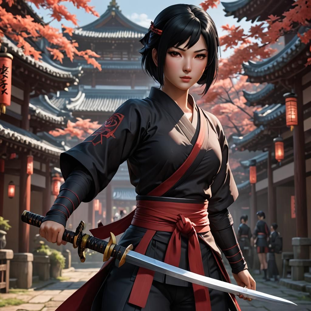Anime Style Kunoichi with Daggers