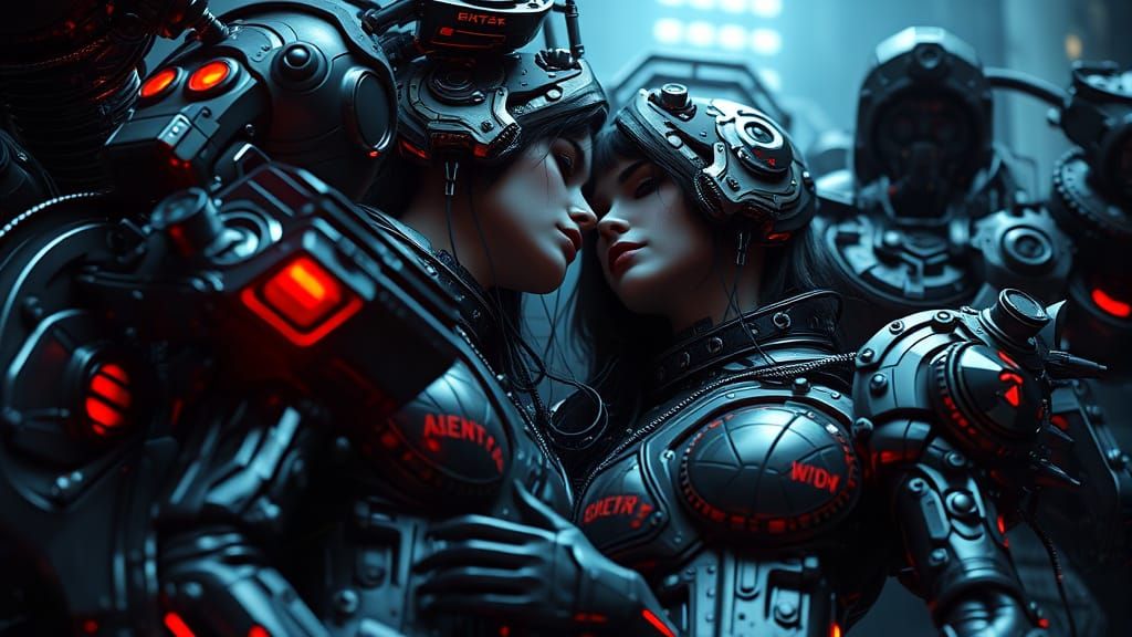Goth Vampire Lovers in Futuristic Sci-Fi Scene