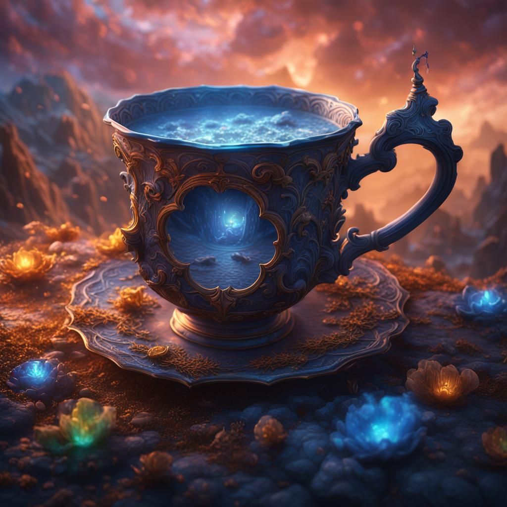 Fantastical Heavenly Cup in Detailed Matte Painting