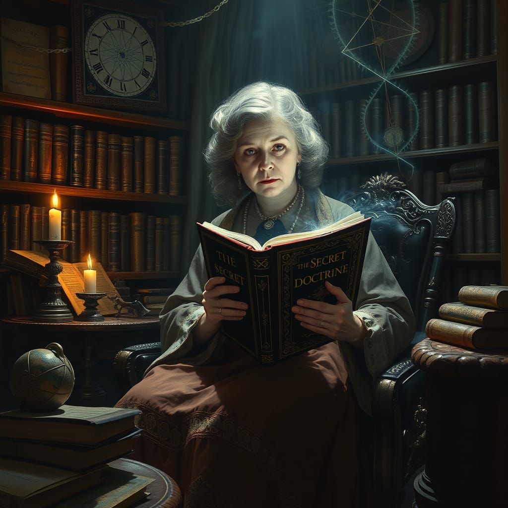 Helena Blavatsky Portrait in Victorian Study