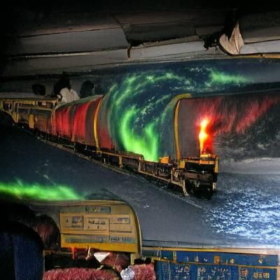 The Polar Express Under Northern Lights