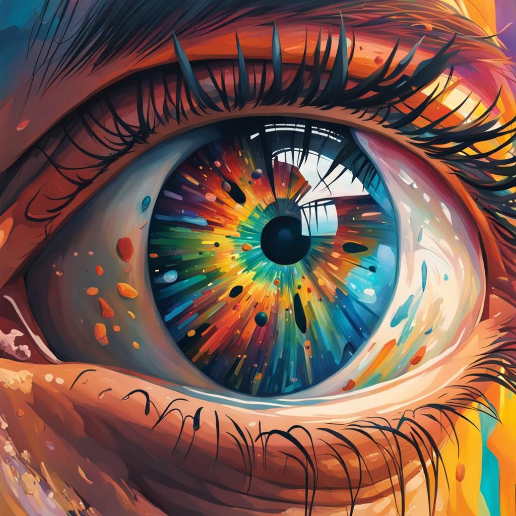 Girl Looks at World From Giant Eye