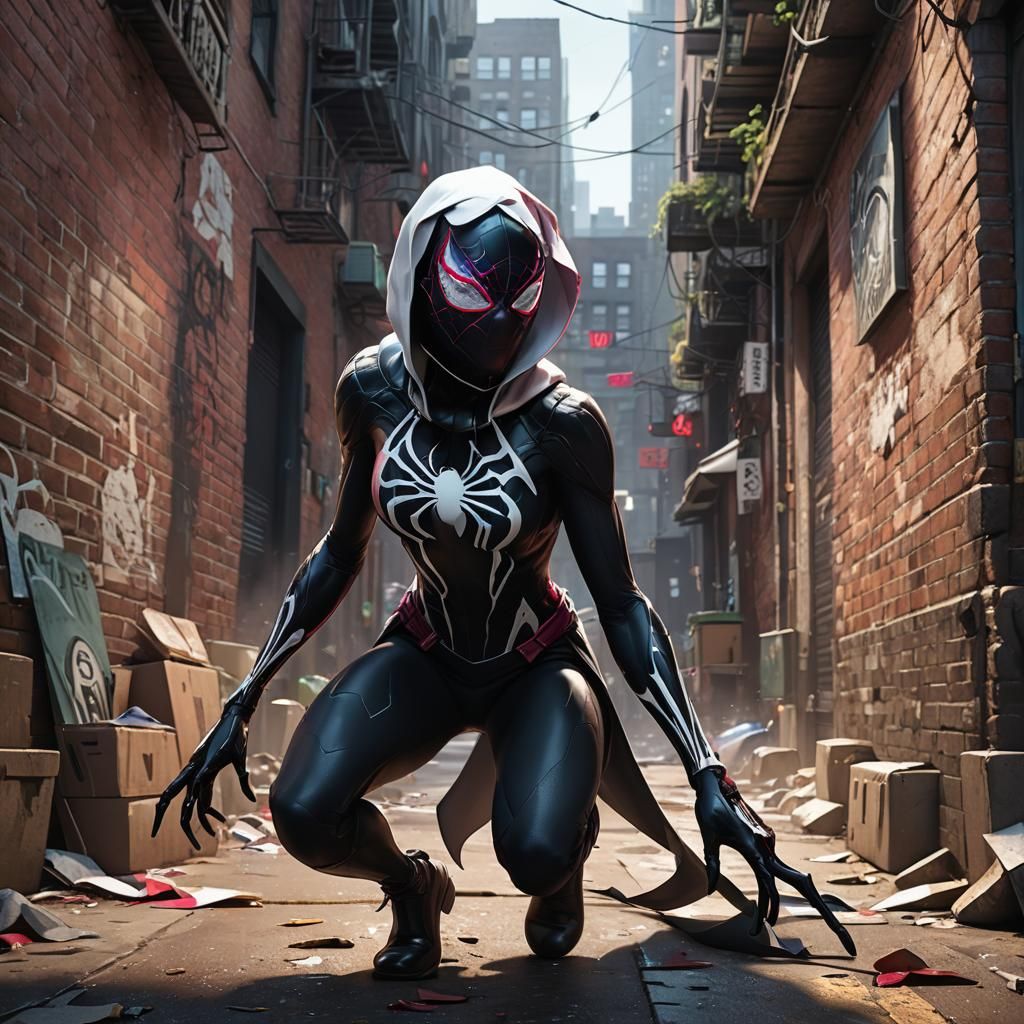 Spider Gwen Venom Symbiote in Detailed Matte Painting
