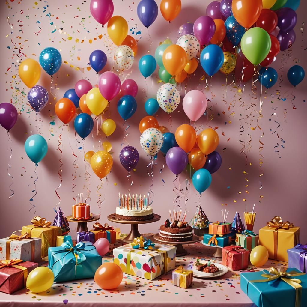 Vibrant Still Life of a Colorful Birthday Table